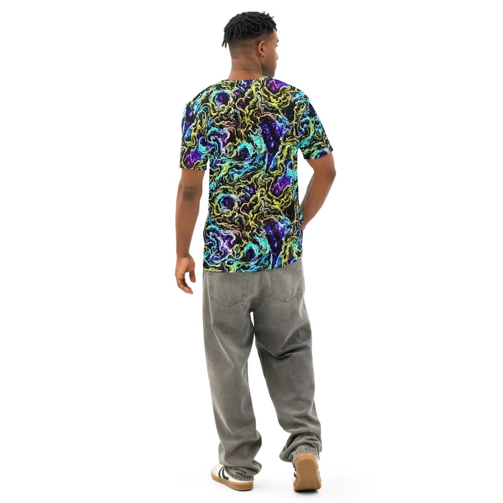 Nightwave Marble on Men's Cotton Crew Neck T-Shirt — Back