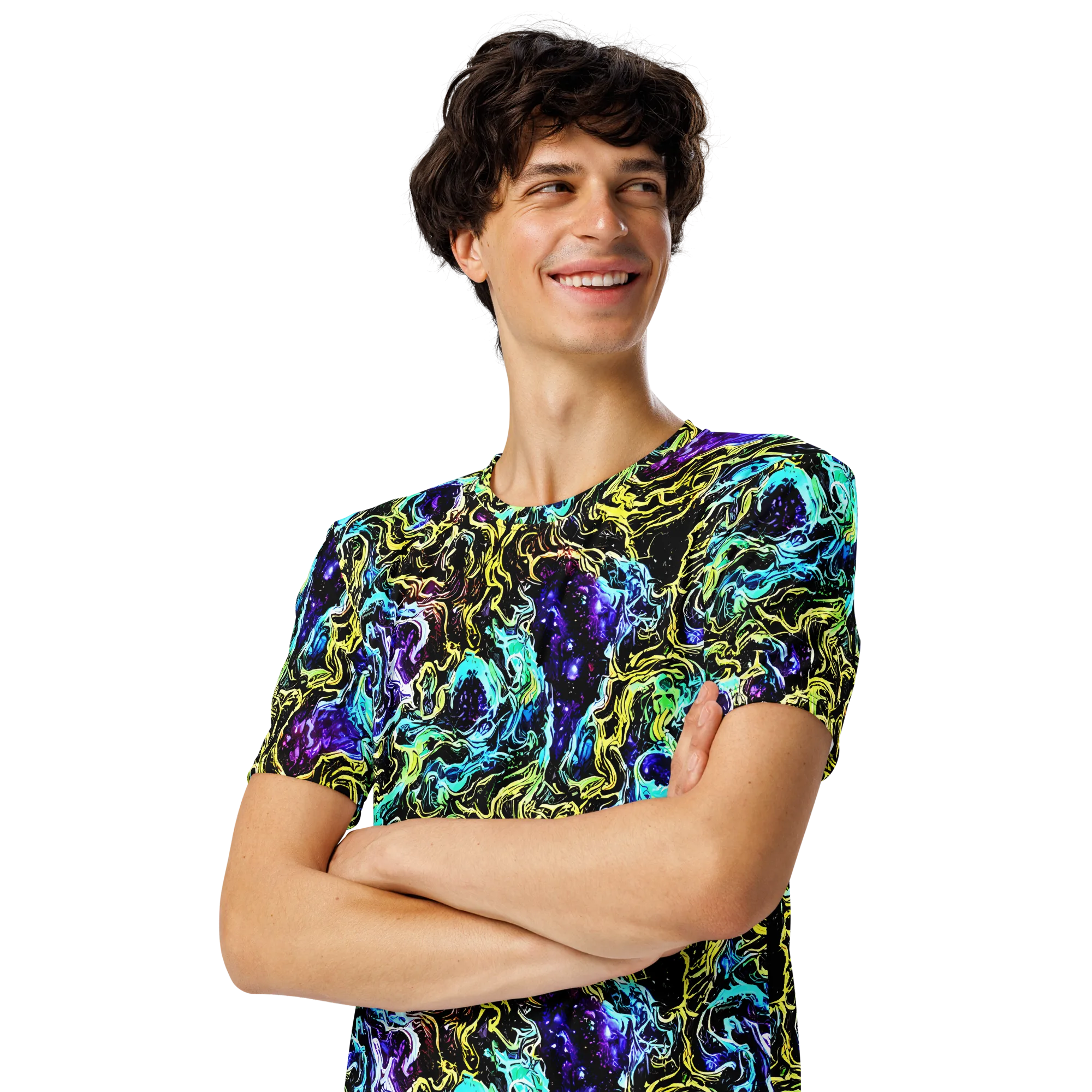 Nightwave Marble on Men's Crew Neck T-Shirt — Left Front