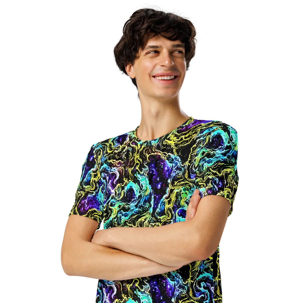 Nightwave Marble on Men's Crew Neck T-Shirt — Left Front