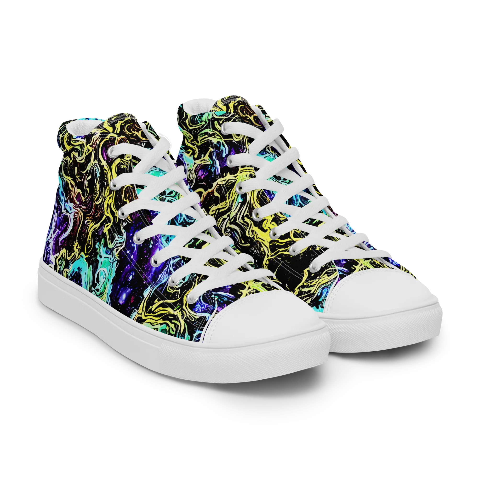Nightwave Marble on Men's High Top Canvas Shoes — Right Front