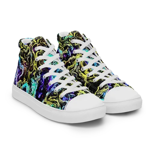 Nightwave Marble on a Men's High Top Canvas Shoes