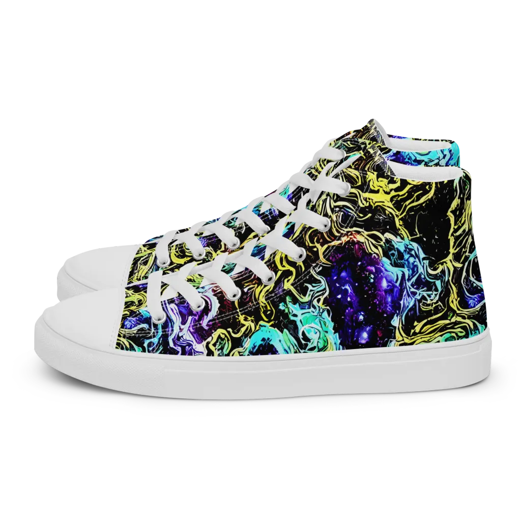 Nightwave Marble on Men's High Top Canvas Shoes — Left