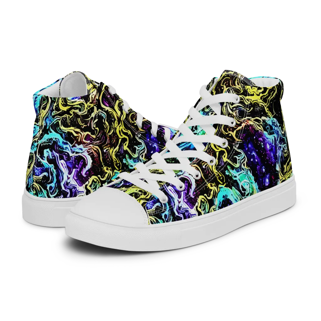 Nightwave Marble on Men's High Top Canvas Shoes — Left