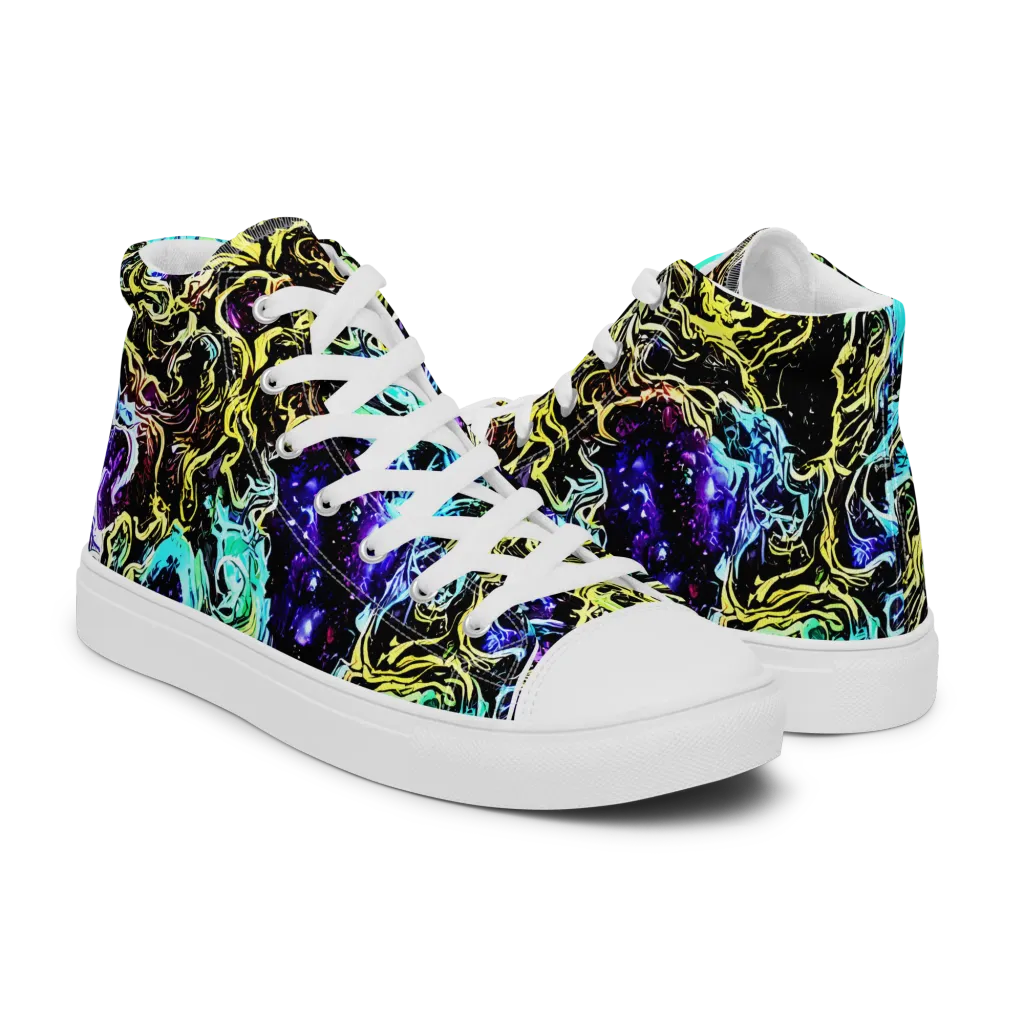 Nightwave Marble on Men's High Top Canvas Shoes — Right