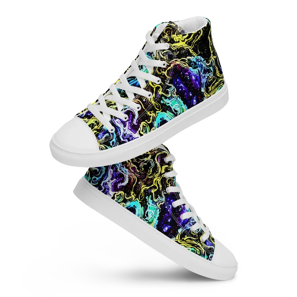 Nightwave Marble on Men's High Top Canvas Shoes — Front