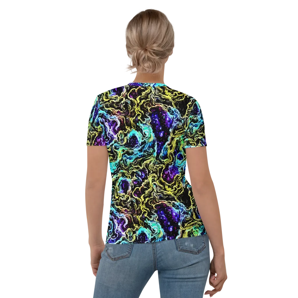Nightwave Marble on Women's Crew Neck T-Shirt — Back