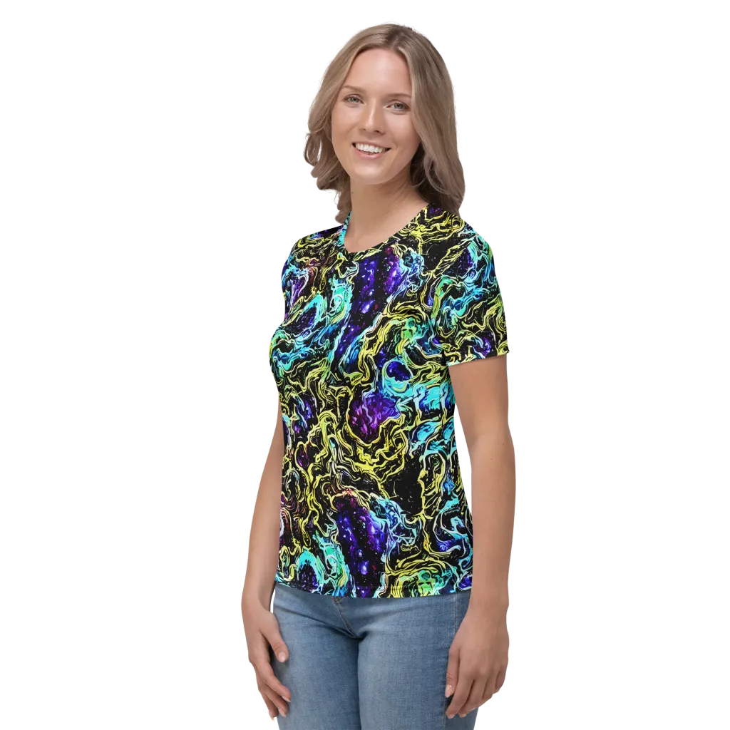 Nightwave Marble on Women's Crew Neck T-Shirt — Left