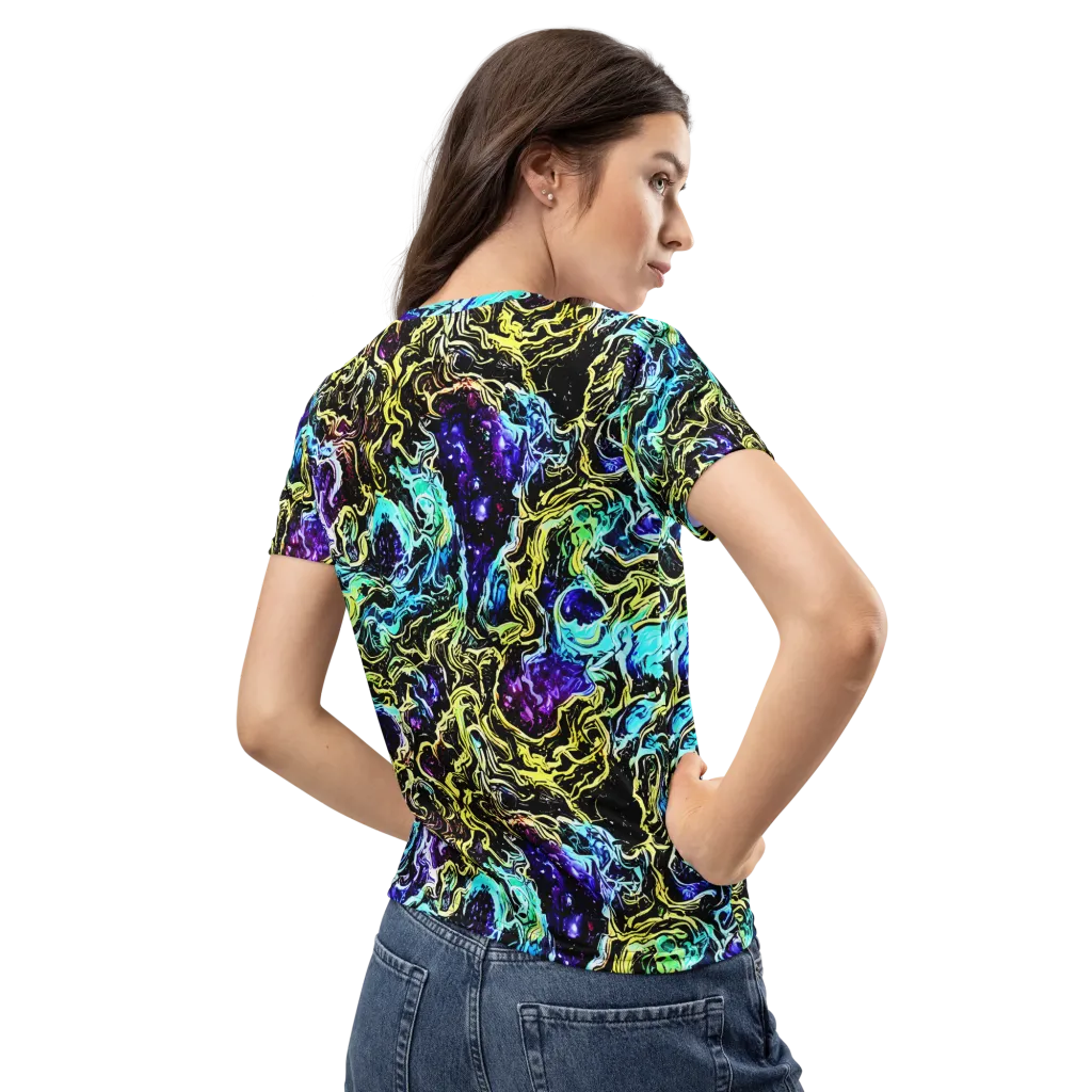 Nightwave Marble on Women's Crew Neck T-Shirt — Back