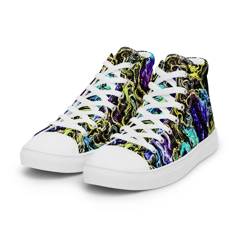 Nightwave Marble on Women's High Top Canvas Shoes — Left Front