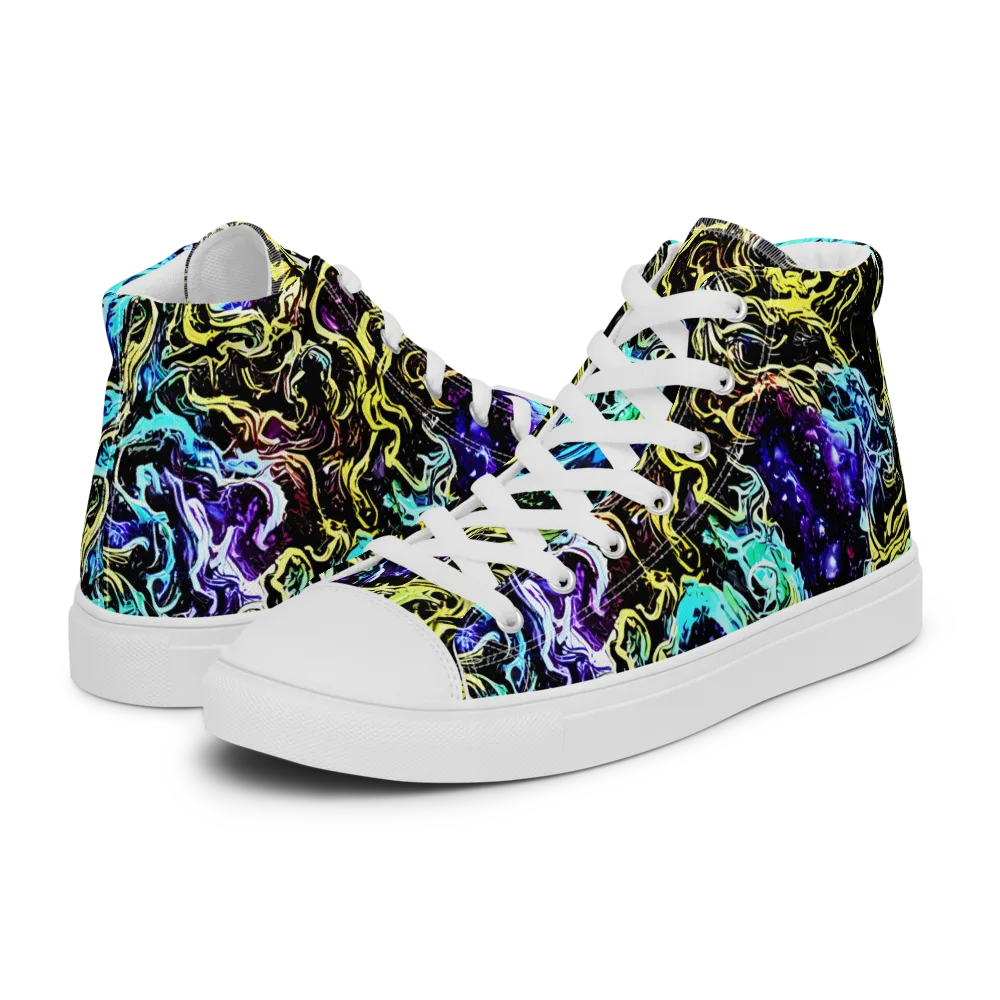 Nightwave Marble on Women's High Top Canvas Shoes — Left