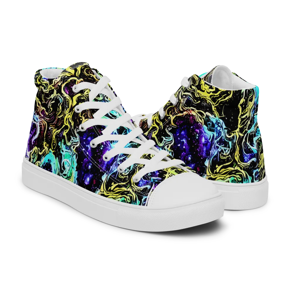Nightwave Marble on Women's High Top Canvas Shoes — Right