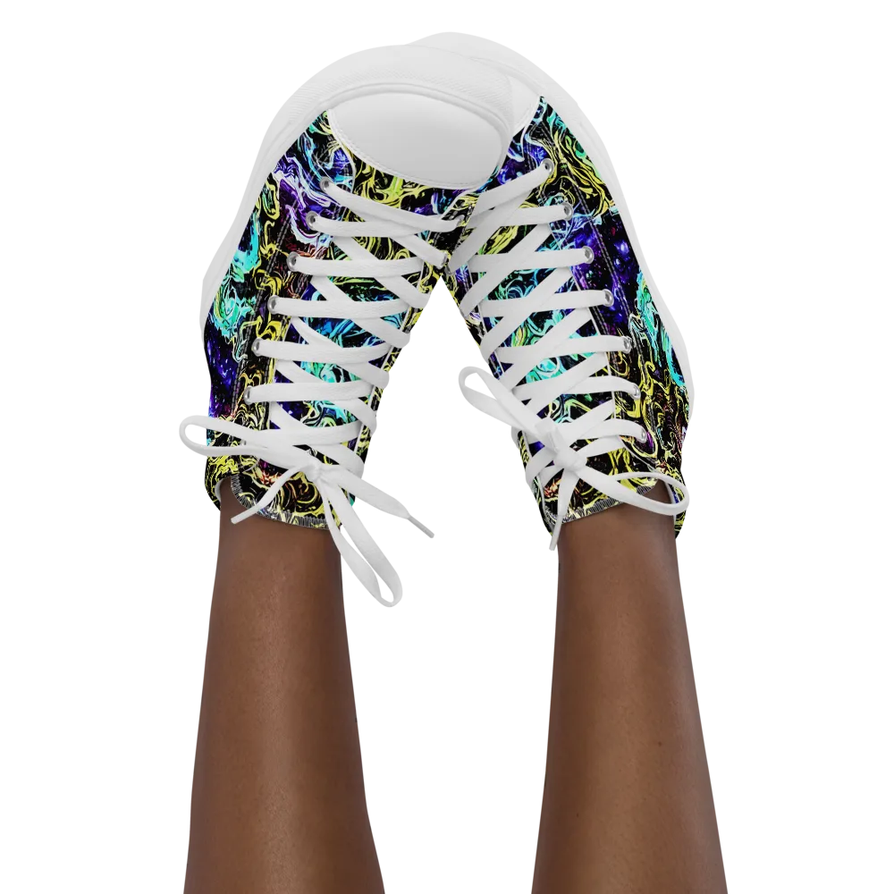 Nightwave Marble on Women's High Top Canvas Shoes — Front