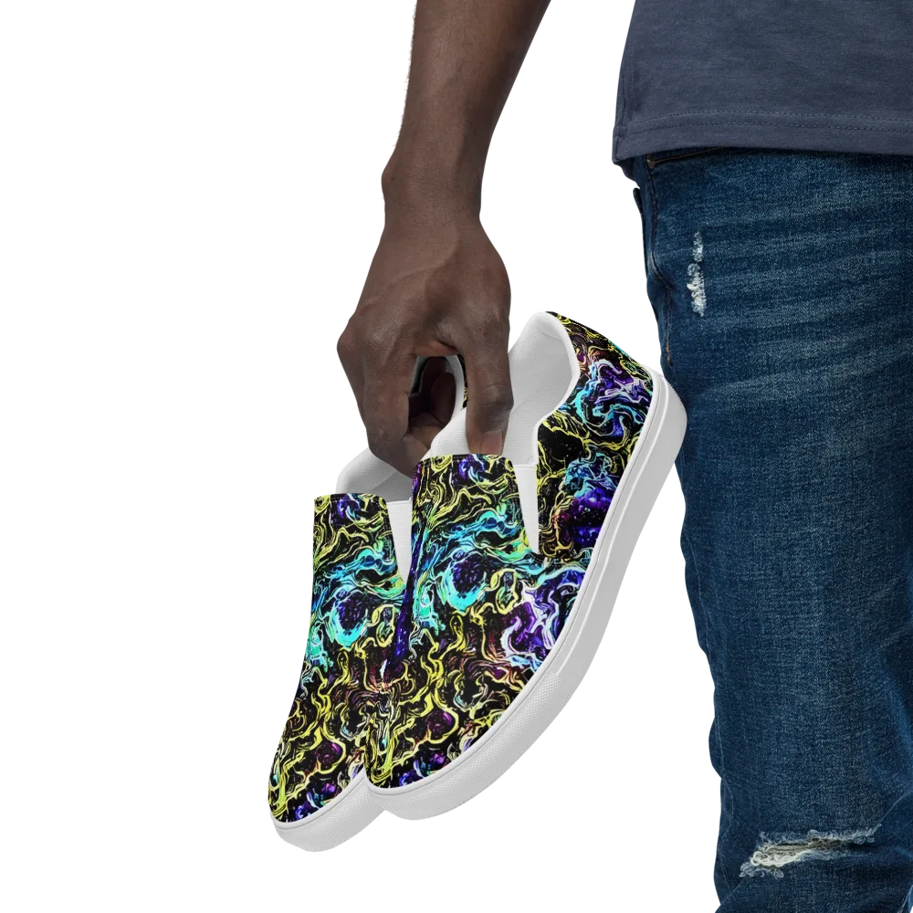 Nightwave Marble on Men's Slip-On Canvas Shoes — Left Front
