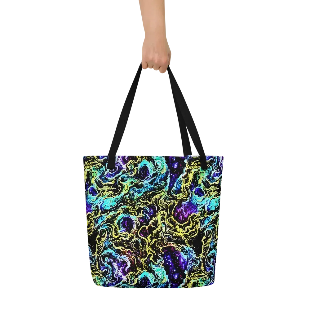 Nightwave Marble on Large Tote Bag W/ Pocket — Front