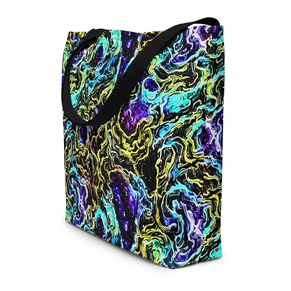 Nightwave Marble on Large Tote Bag W/ Pocket — Front