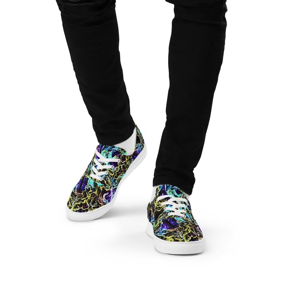 Nightwave Marble on Men's Lace-Up Canvas Shoes — Front