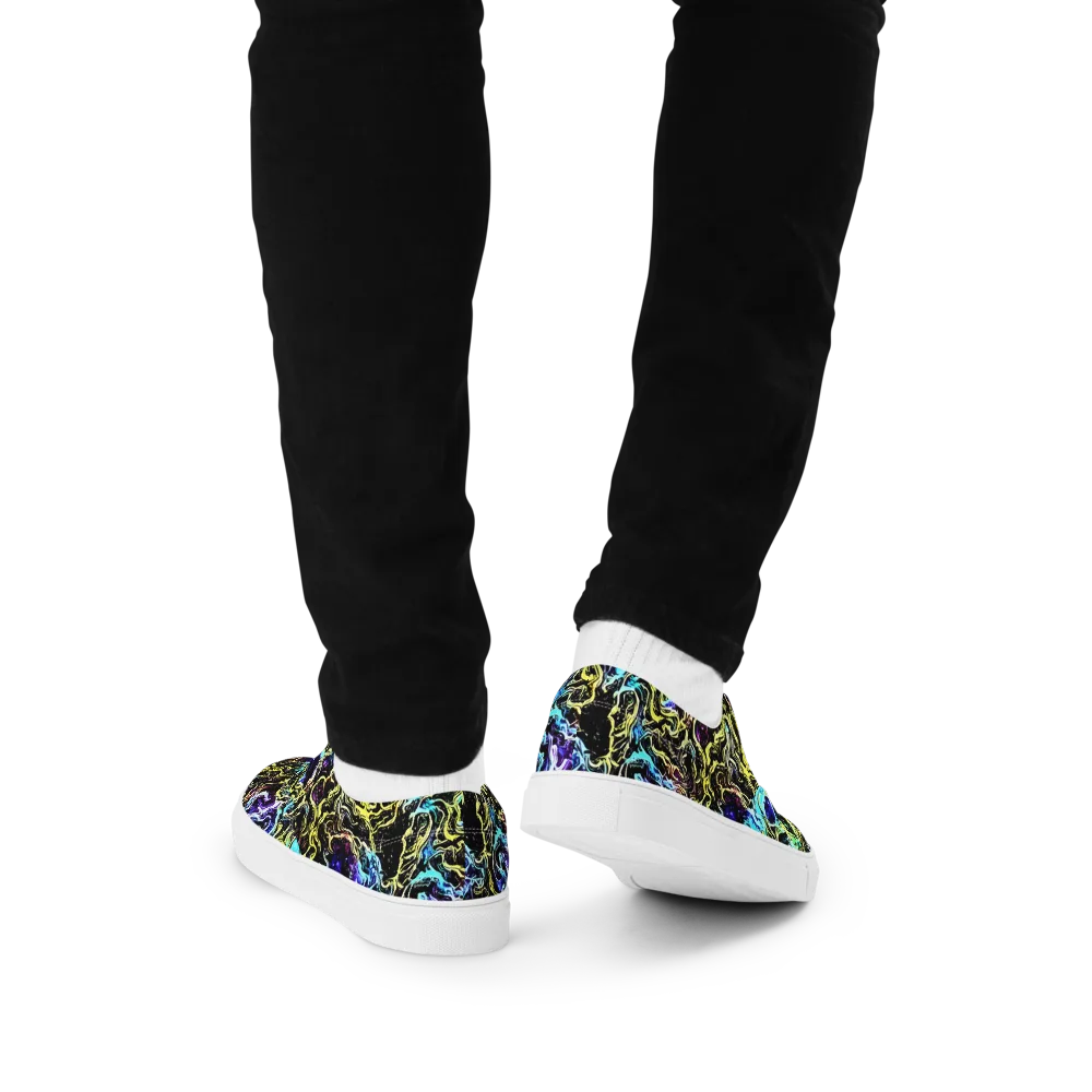 Nightwave Marble on Men's Lace-Up Canvas Shoes — Back