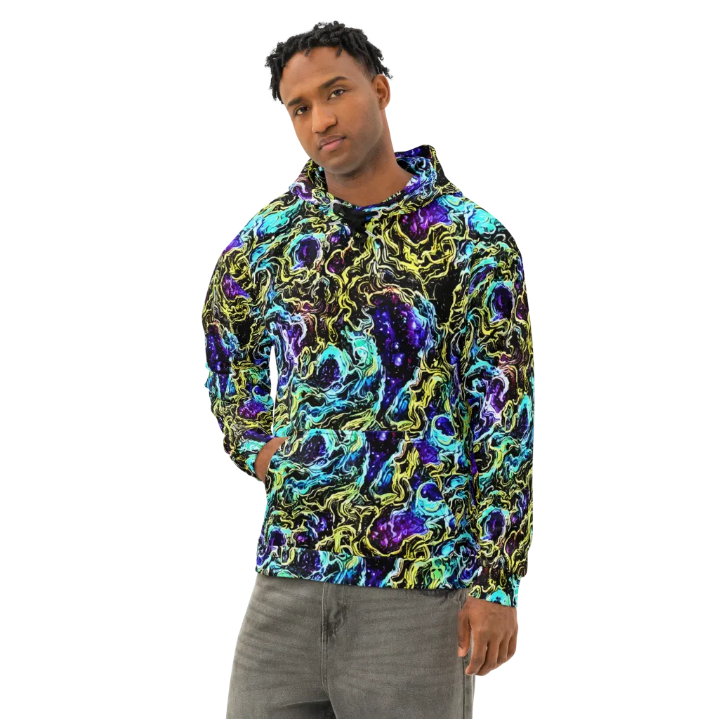 Nightwave Marble on Cotton Hoodie — Left Front