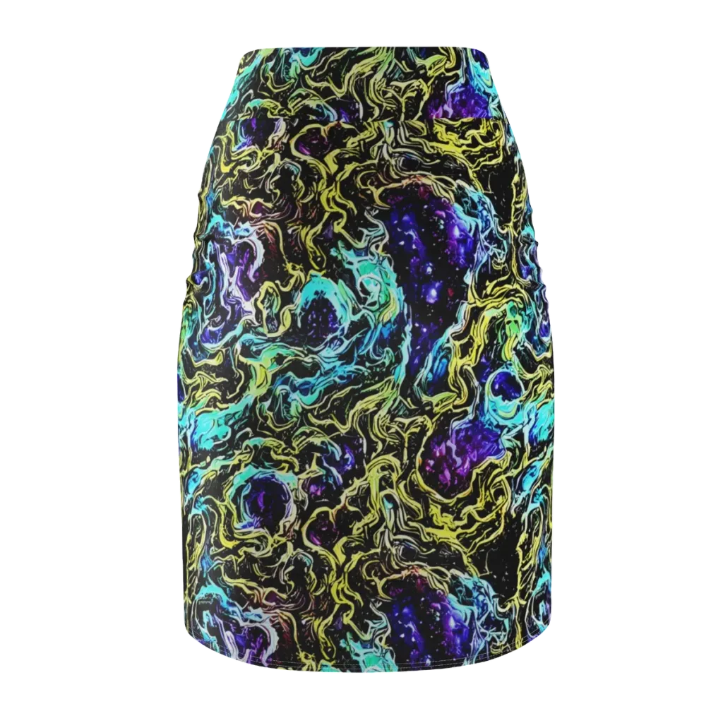 Nightwave Marble on Pencil Skirt — Back