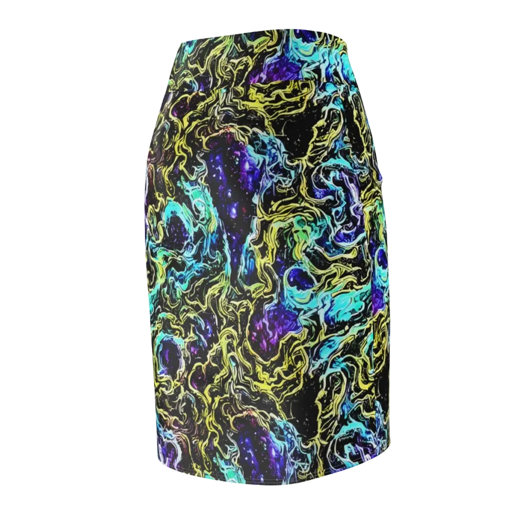 Nightwave Marble on Pencil Skirt — Back Side