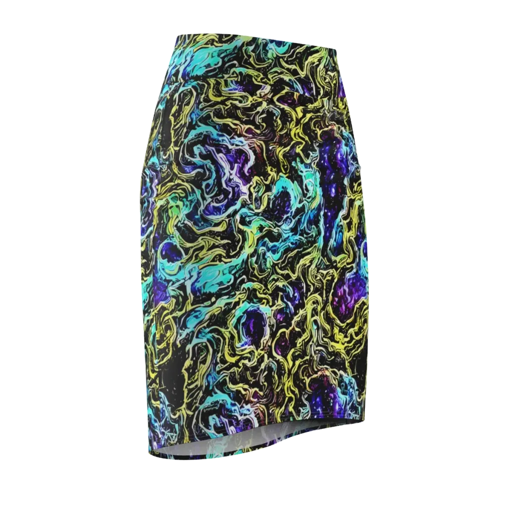 Nightwave Marble on Pencil Skirt — Front Side