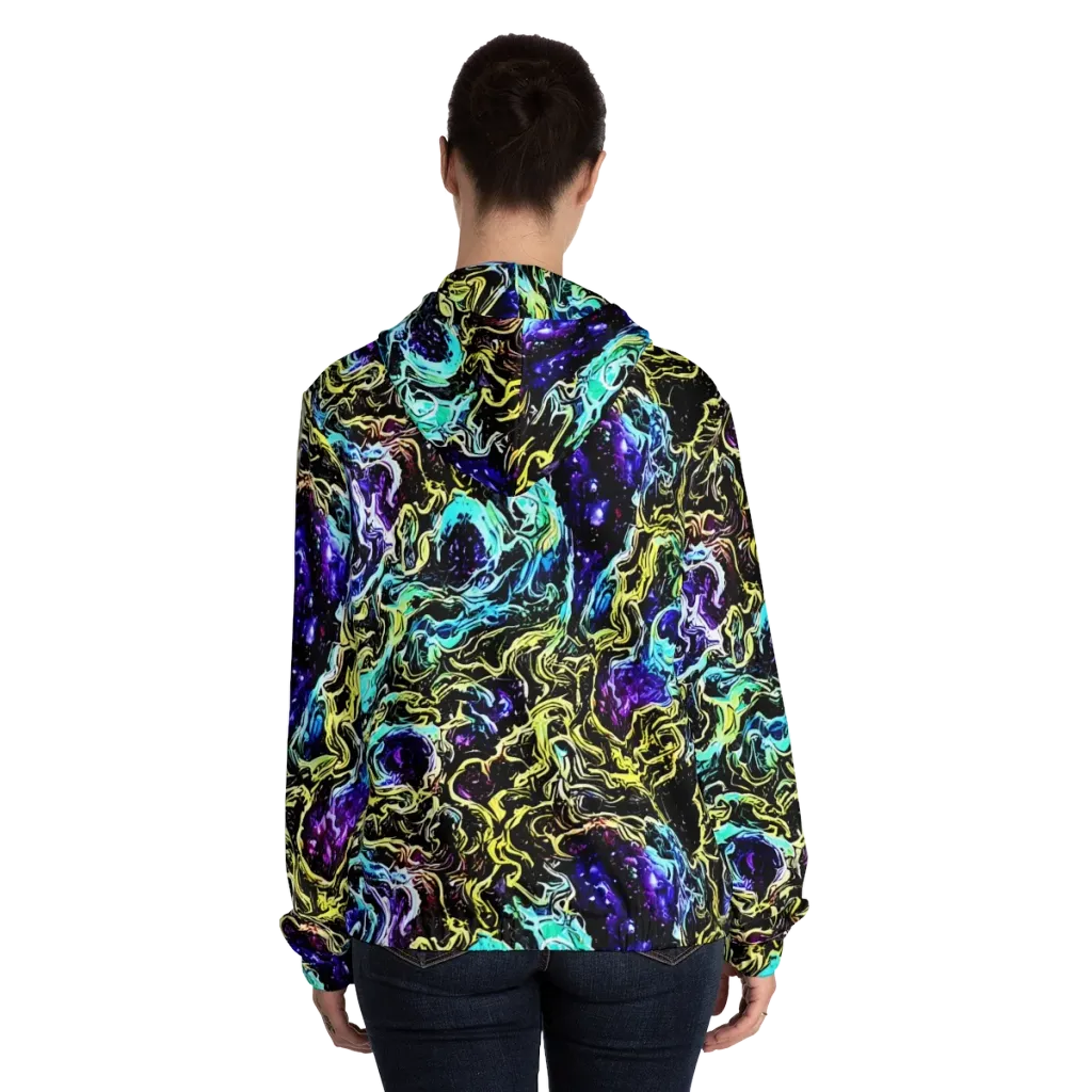 Nightwave Marble on Women's Full-Zip Hoodie — Back On Person
