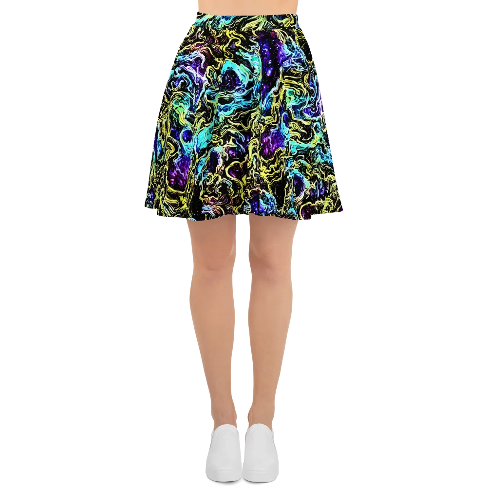 Nightwave Marble on Skater Skirt — Front