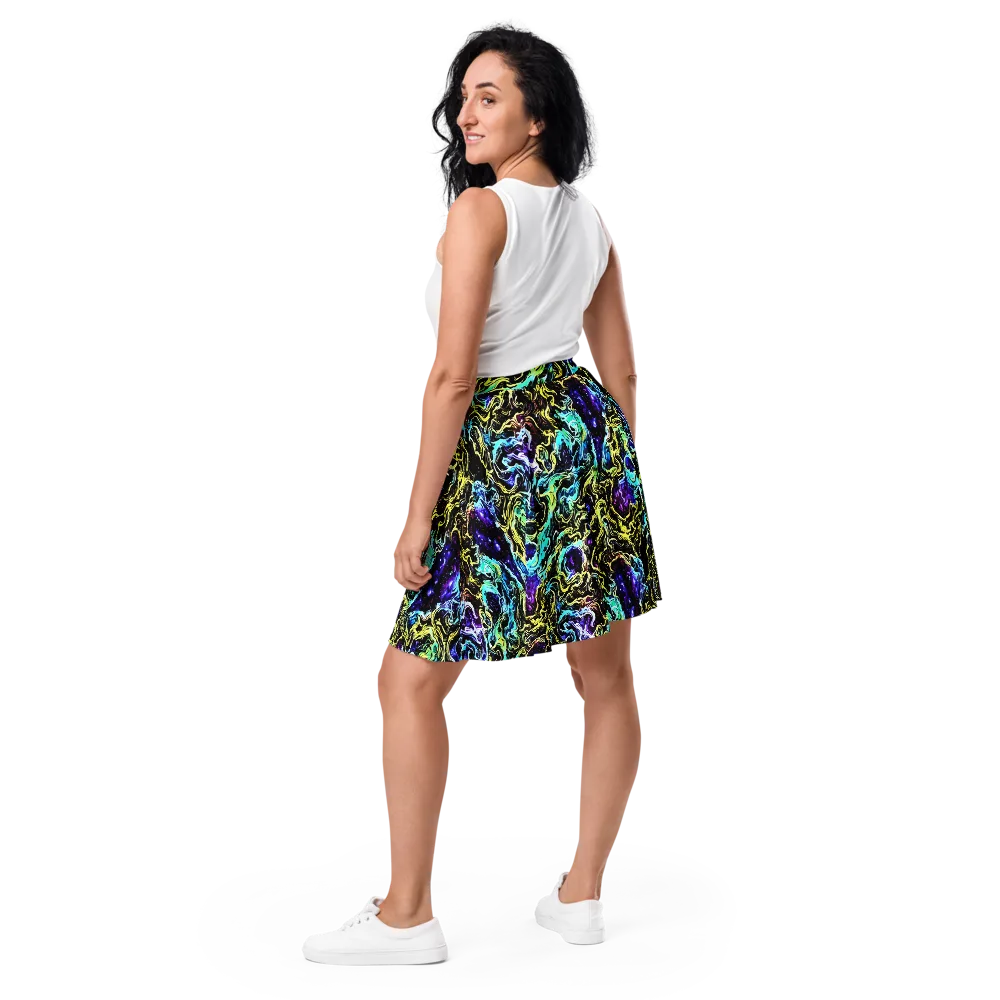 Nightwave Marble on Skater Skirt — Back