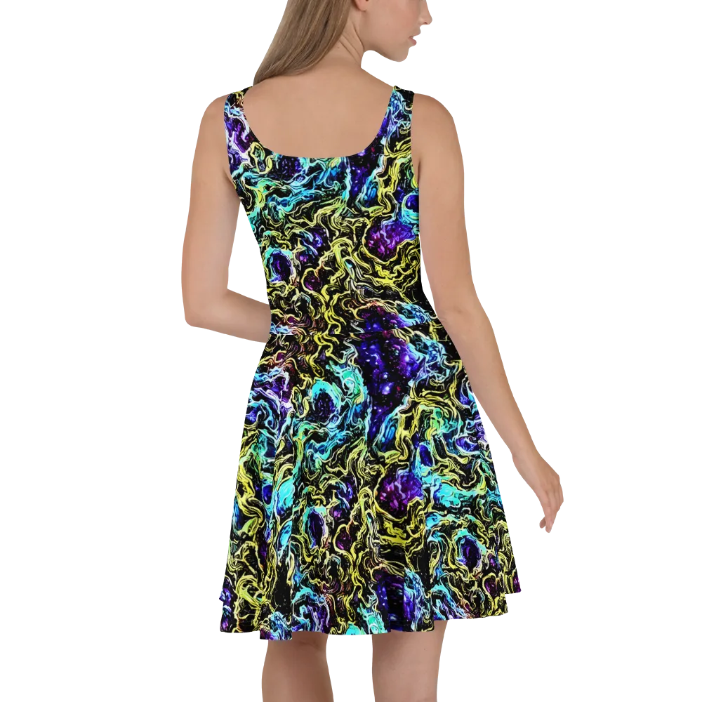 Nightwave Marble on Skater Dress — Back