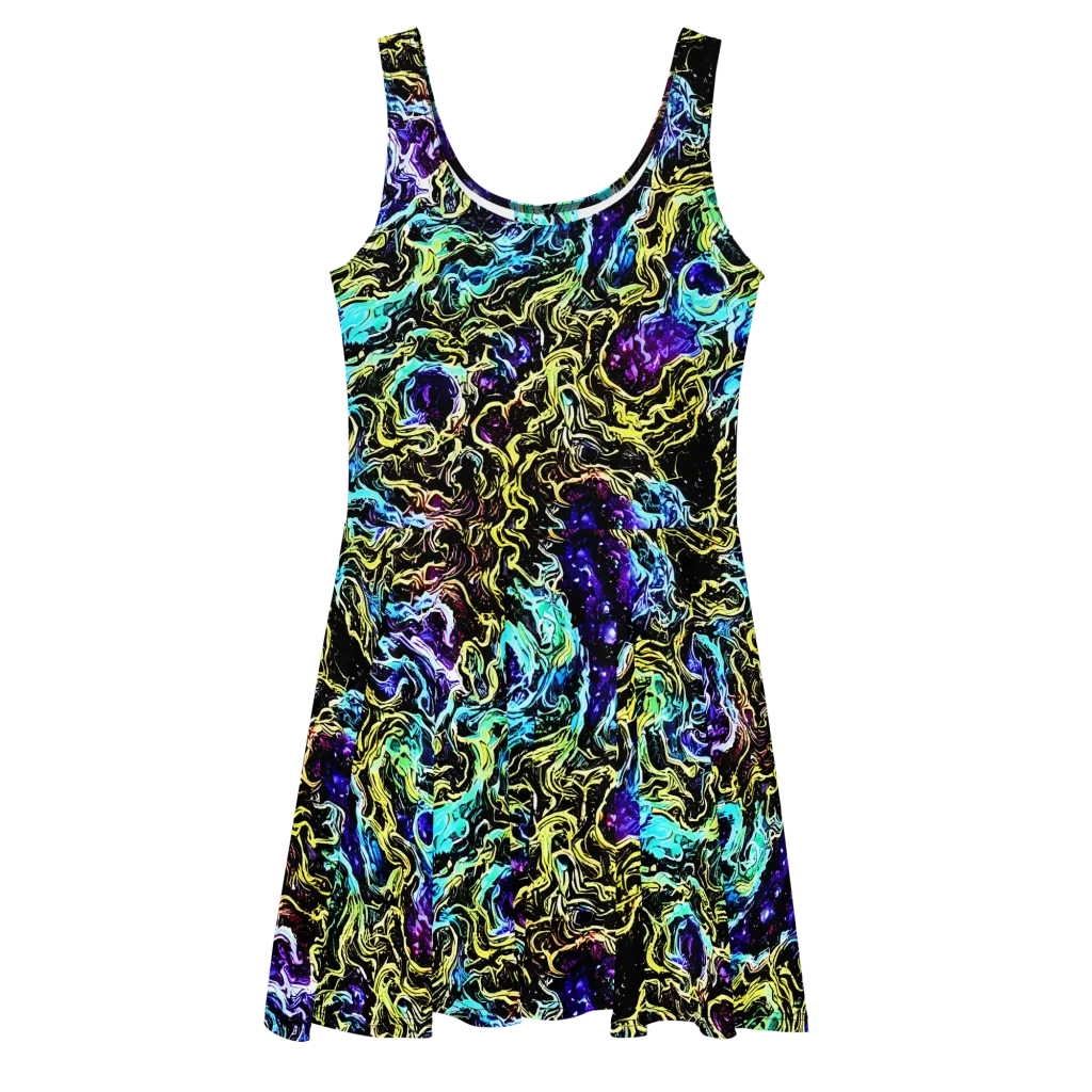 Nightwave Marble on Skater Dress — Front