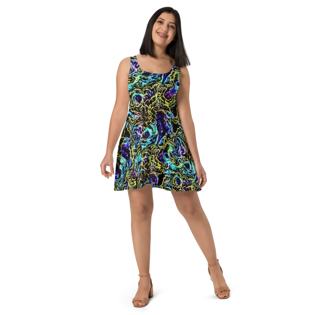 Nightwave Marble on Skater Dress — Front