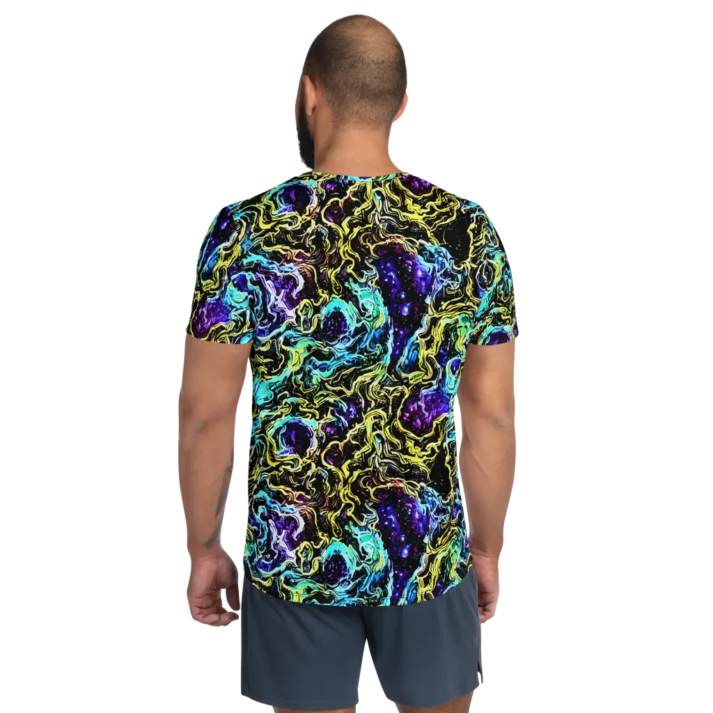 Nightwave Marble on Men's Athletic T-Shirt — Back