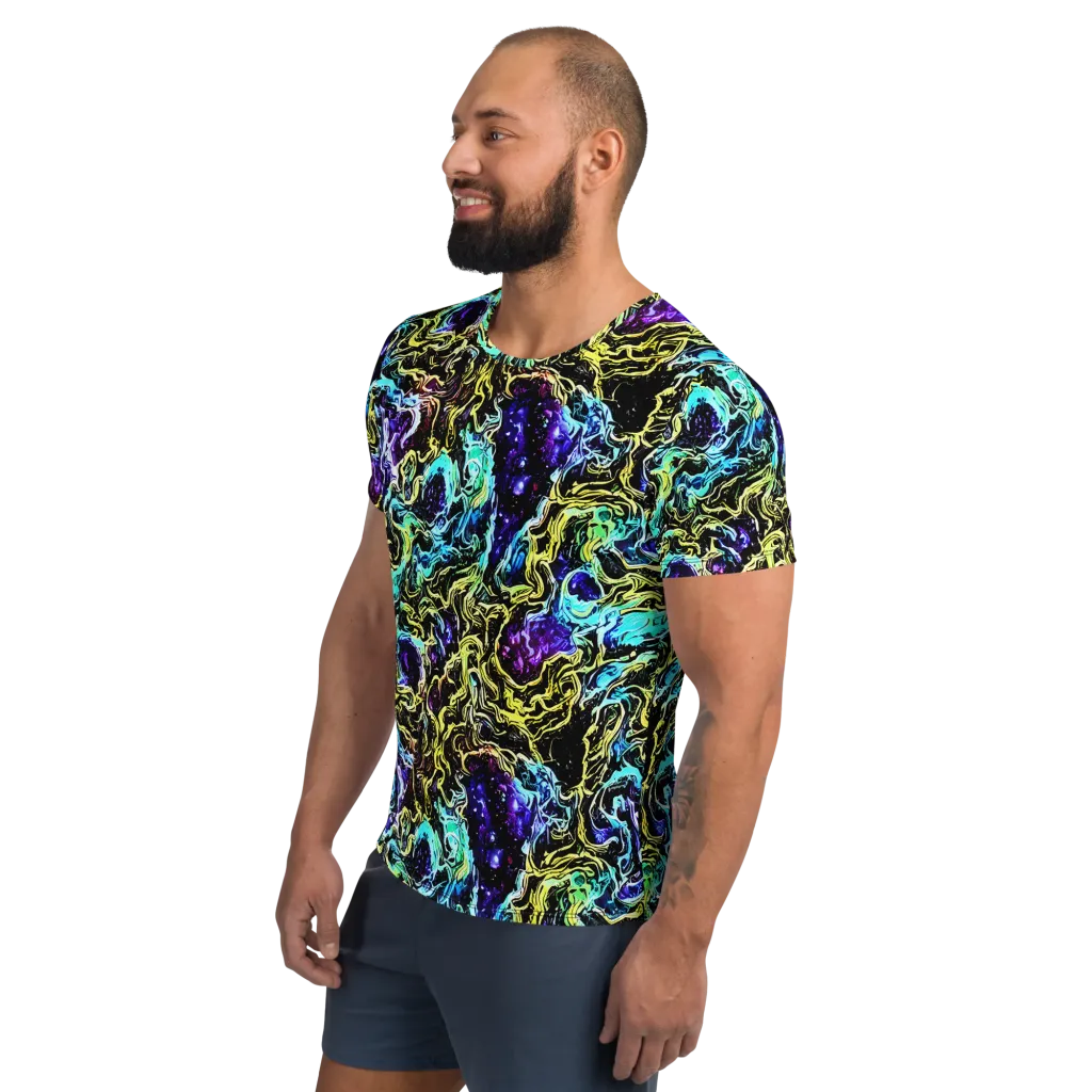 Nightwave Marble on Men's Athletic T-Shirt — Left