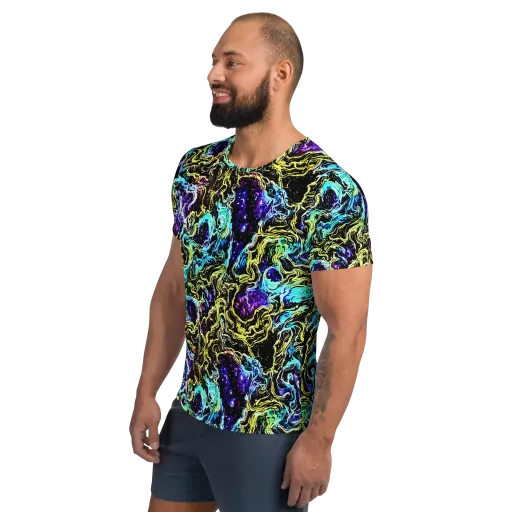 Nightwave Marble on a Men's Athletic T-Shirt