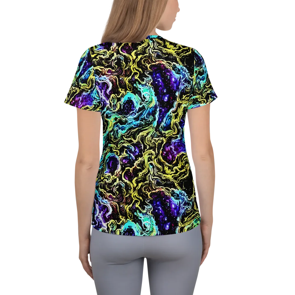 Nightwave Marble on Women's Athletic T-Shirt — Back