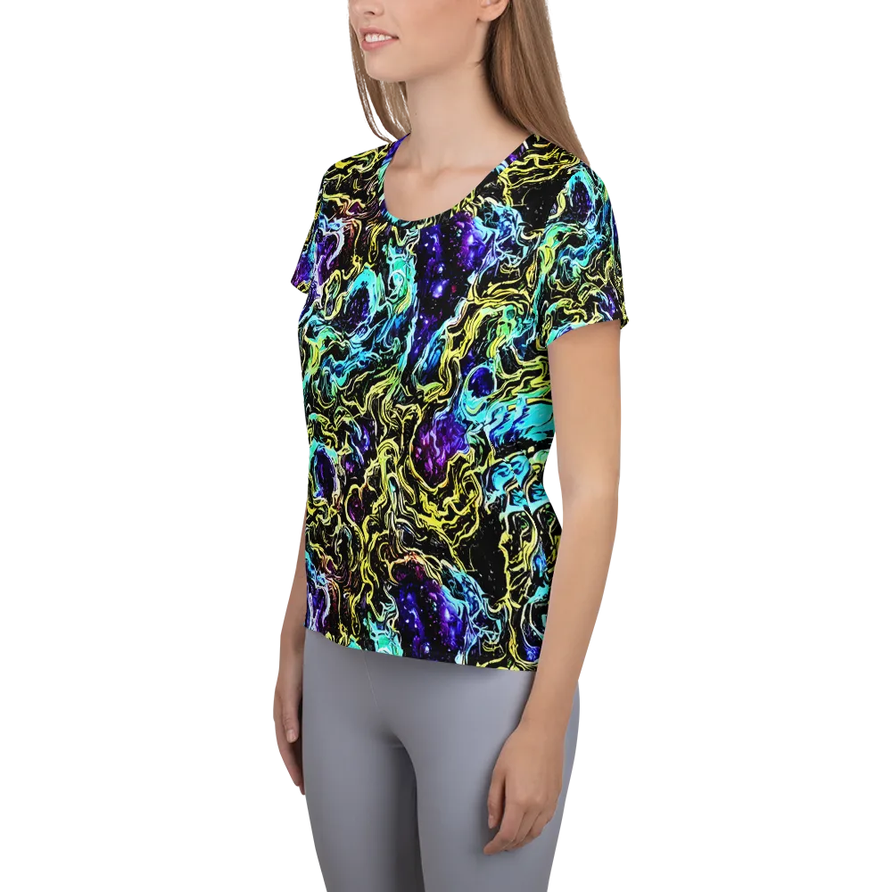 Nightwave Marble on Women's Athletic T-Shirt — Left