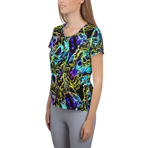 Nightwave Marble on a Women's Athletic T-Shirt