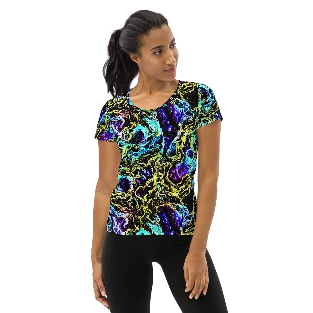 Nightwave Marble on Women's Athletic T-Shirt — Front