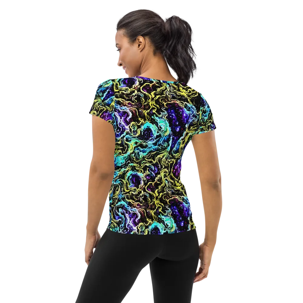 Nightwave Marble on Women's Athletic T-Shirt — Back