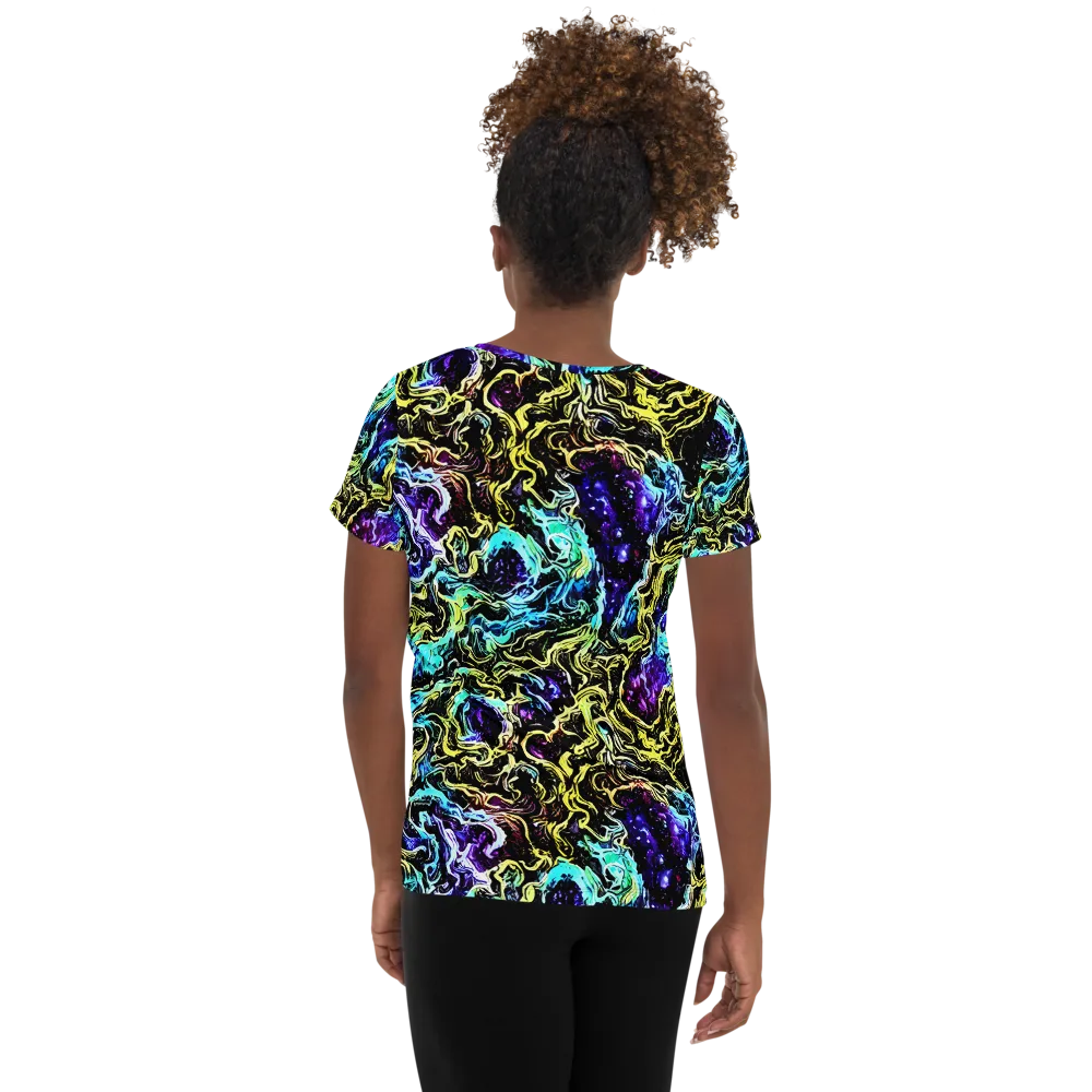 Nightwave Marble on Women's Athletic T-Shirt — Back