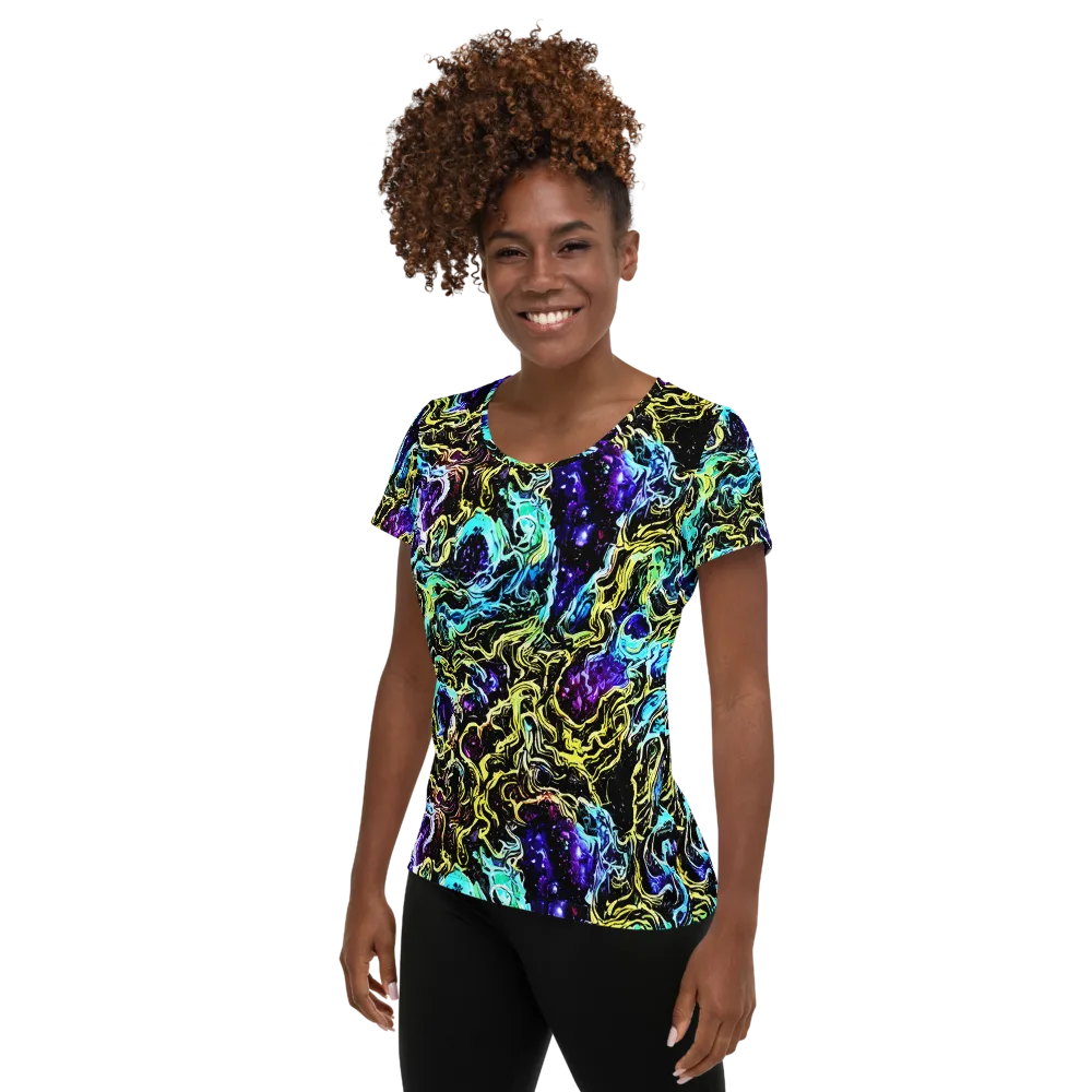 Nightwave Marble on Women's Athletic T-Shirt — Left
