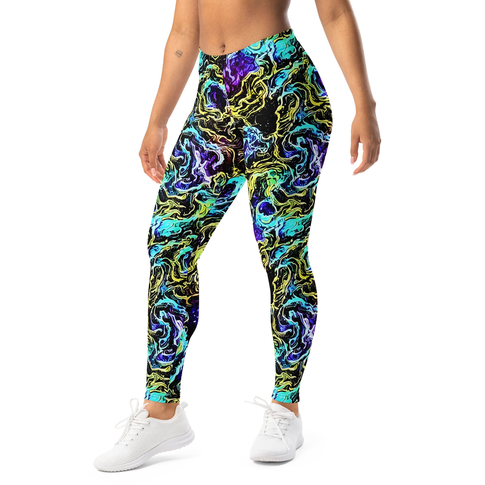 Nightwave Marble on Leggings — Left Front