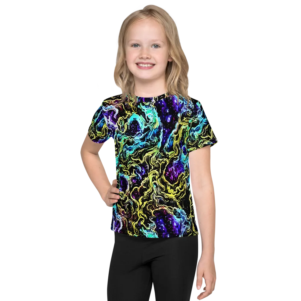Nightwave Marble on Kids Crew Neck T-Shirt — Front