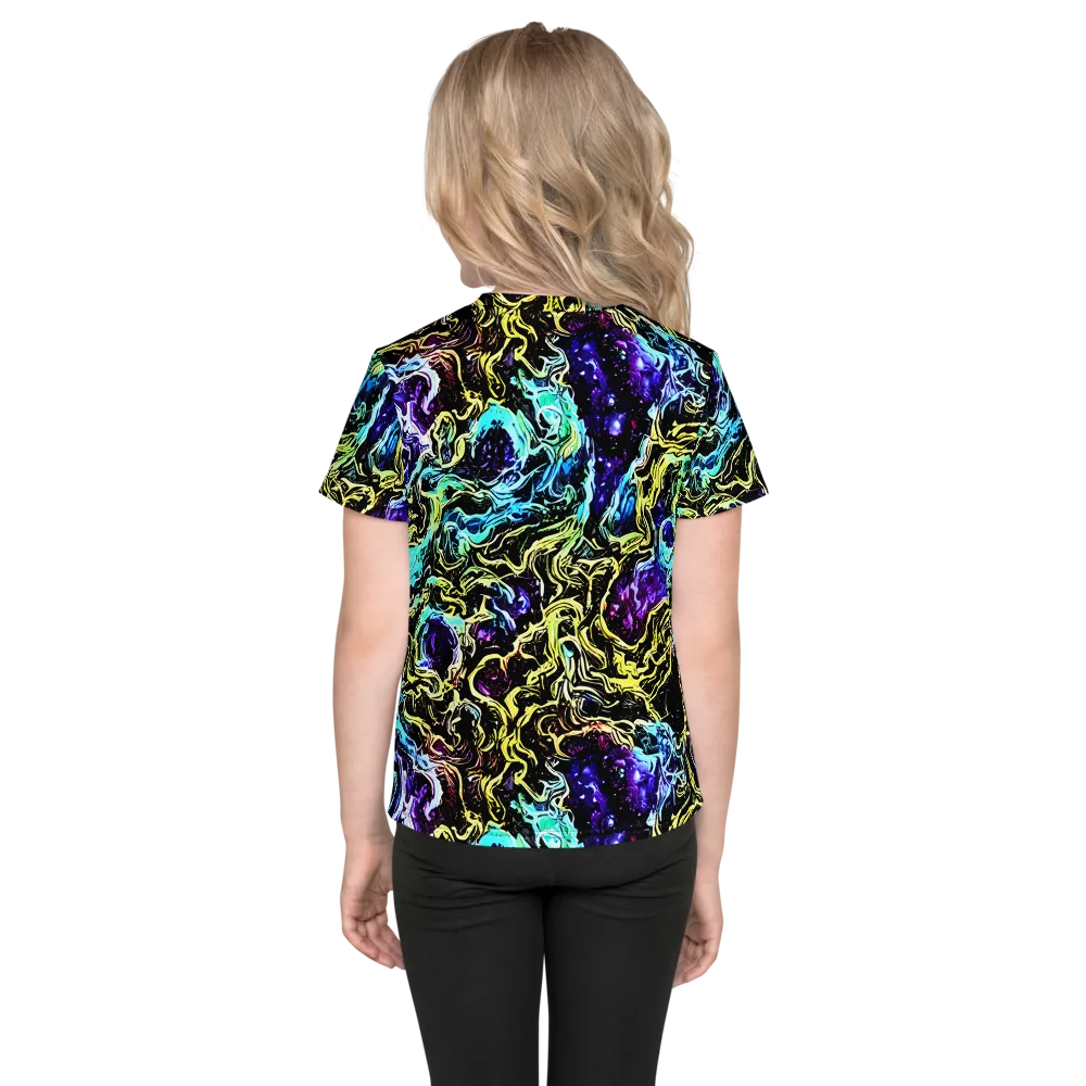 Nightwave Marble on Kids Crew Neck T-Shirt — Back