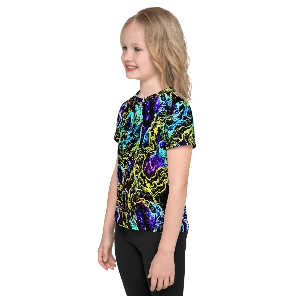 Nightwave Marble on Kids Crew Neck T-Shirt — Left