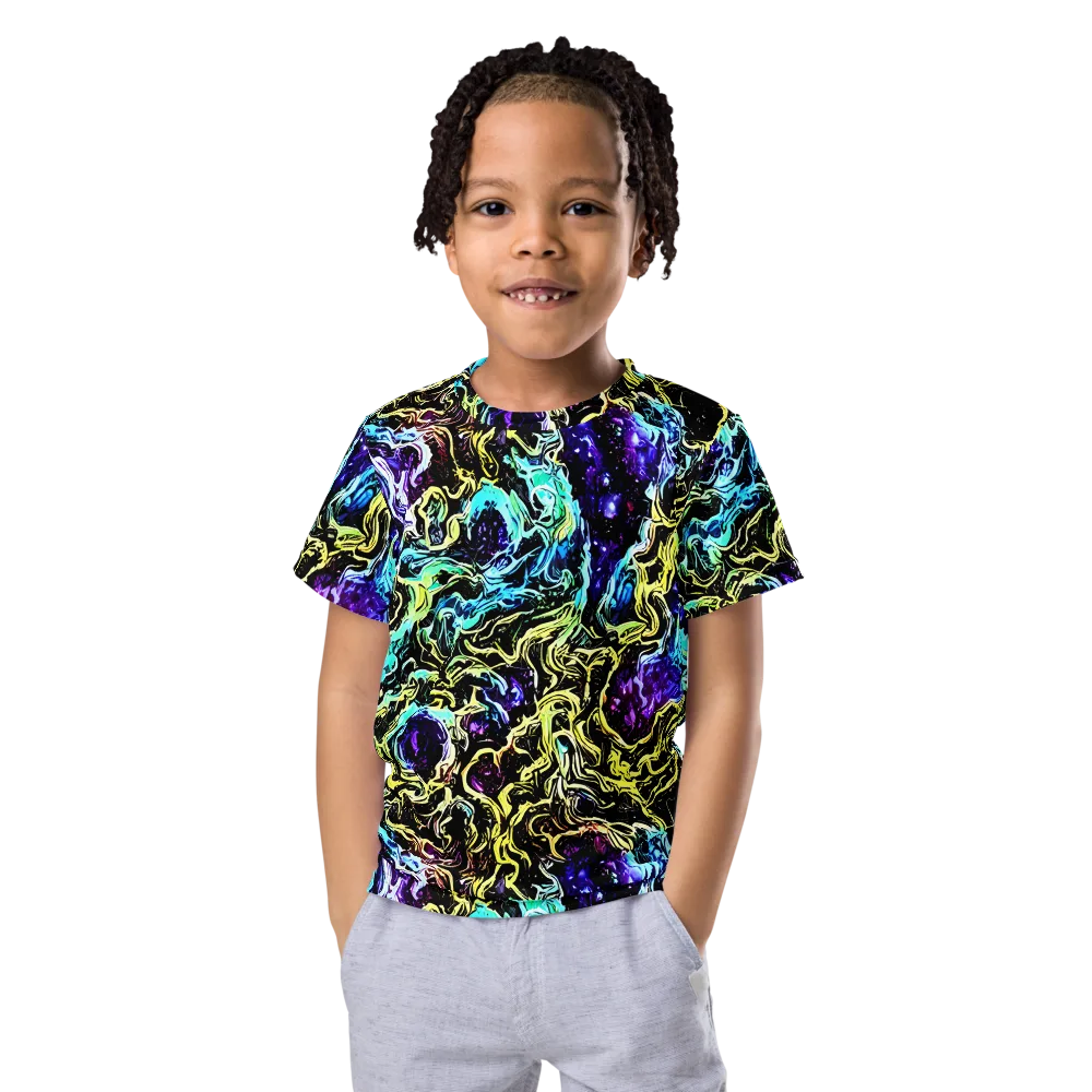 Nightwave Marble on Kids Crew Neck T-Shirt — Front