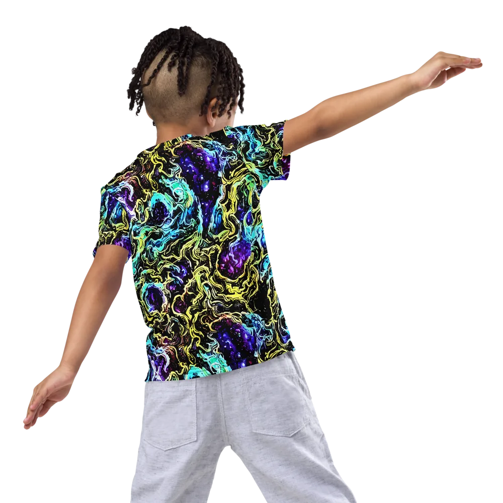 Nightwave Marble on Kids Crew Neck T-Shirt — Back