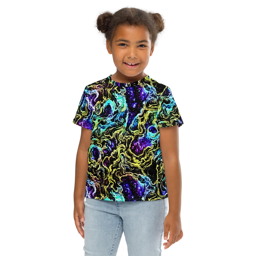 Nightwave Marble on Kids Crew Neck T-Shirt — Front