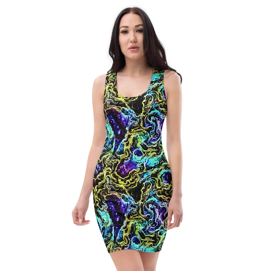 Nightwave Marble on Bodycon Dress — Front