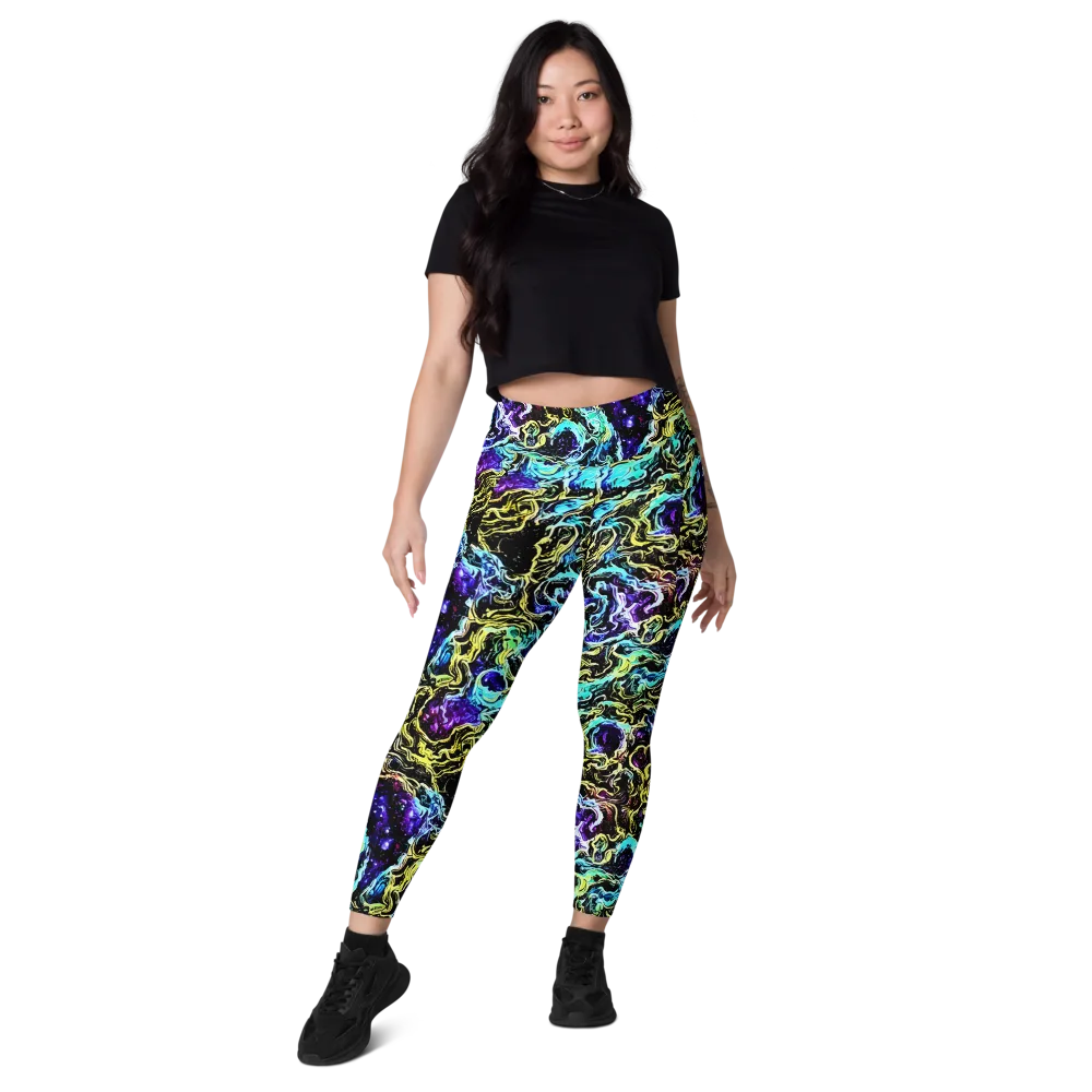 Nightwave Marble on Leggings with Pockets — Front